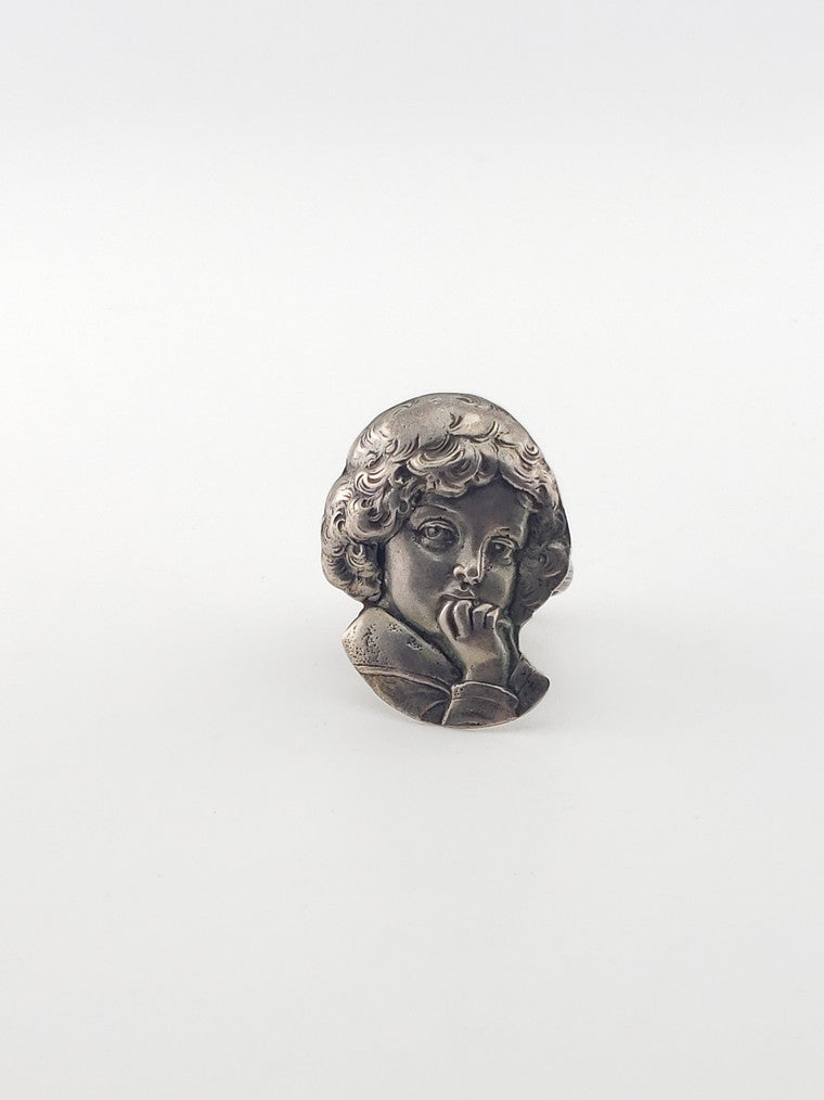 Sterling Art Nouveau Girl Ring