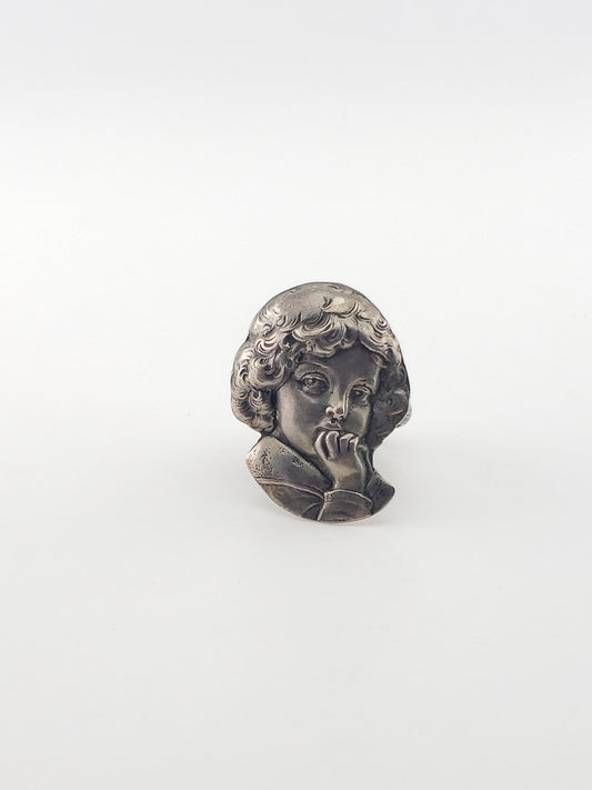 Sterling Art Nouveau Girl Ring