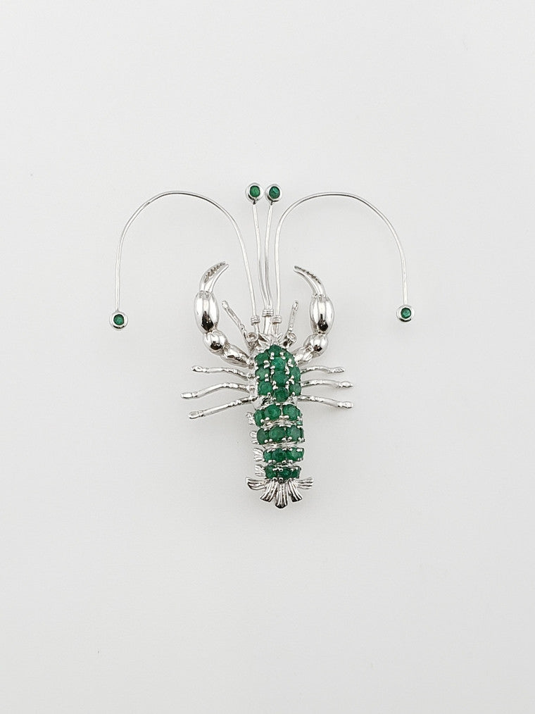 Emerald Lobster Brooch