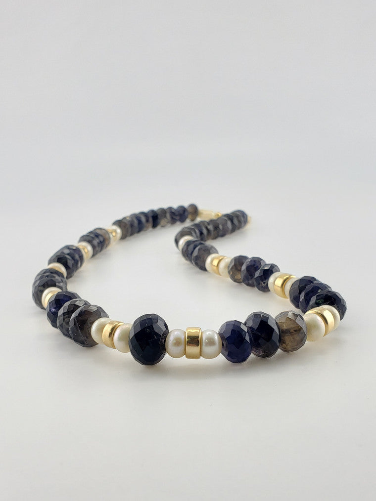 Faceted Iolite Bead Necklace