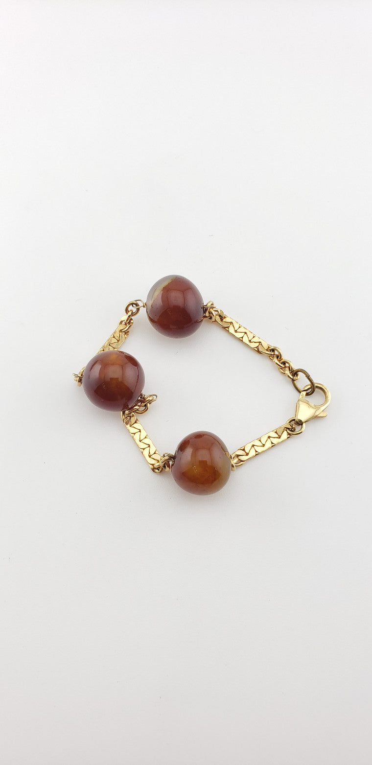 Three-Carnelian Sphere Bracelet