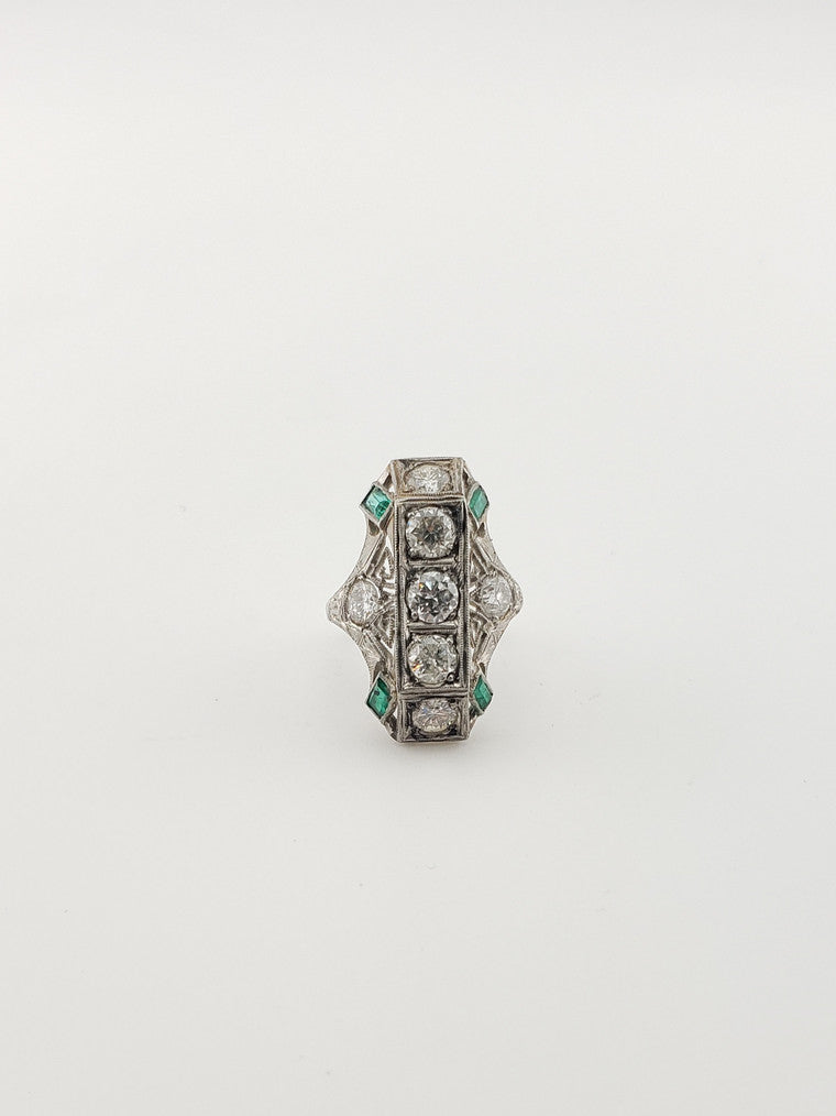 Platinum Deco Diamond Ring