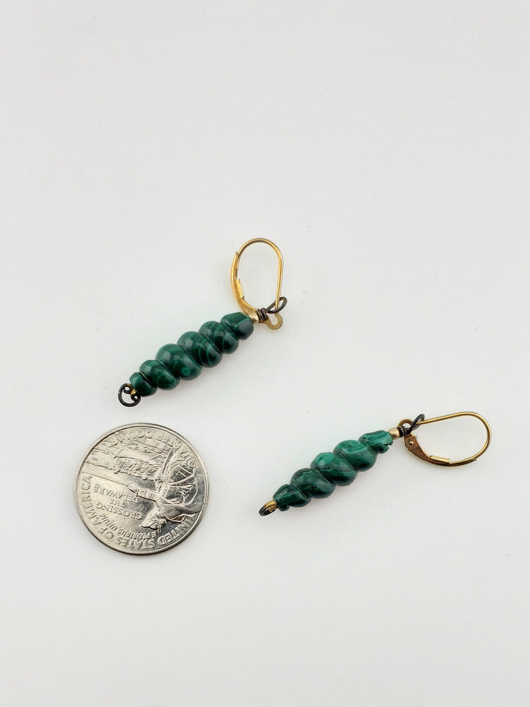 GF Malachite Twist Earrings