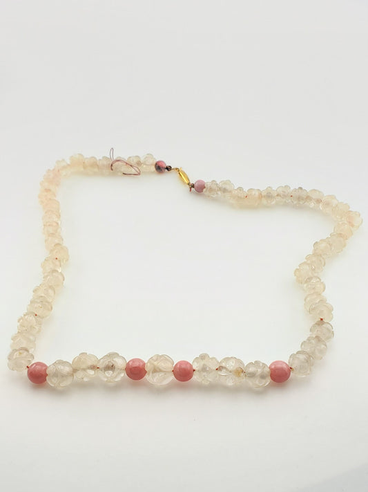Antique Carved Rose Quartz Strand