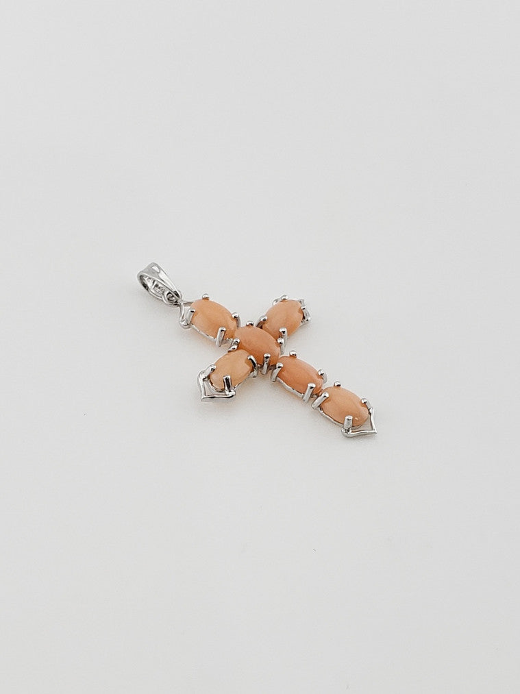 Coral Cross Pendant