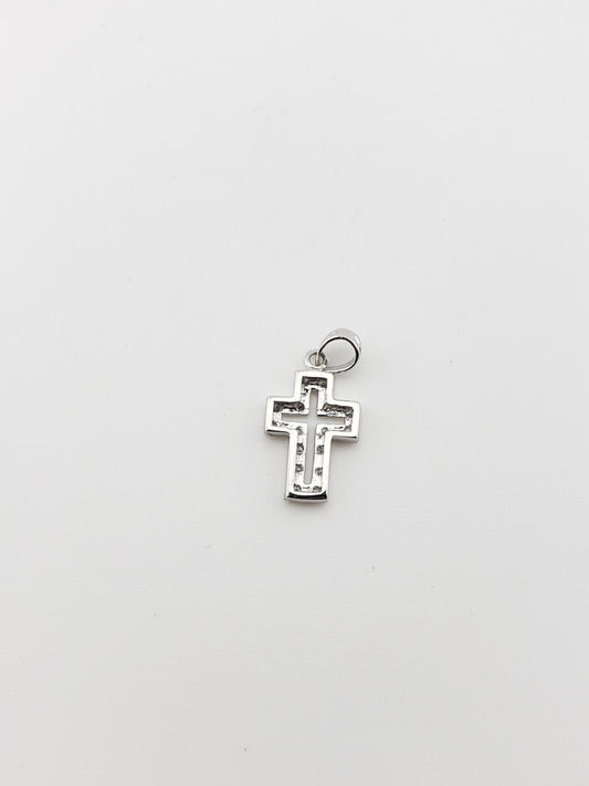 14k White Gold Diamond Cross
