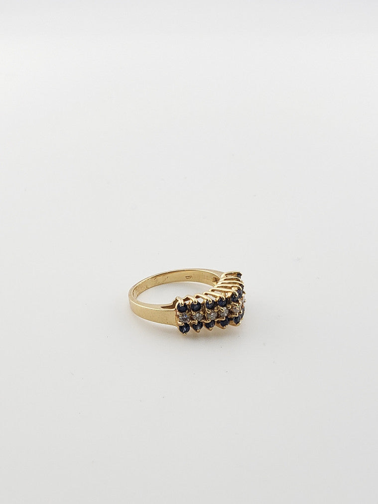Sapphire and Diamond Pyramid Ring