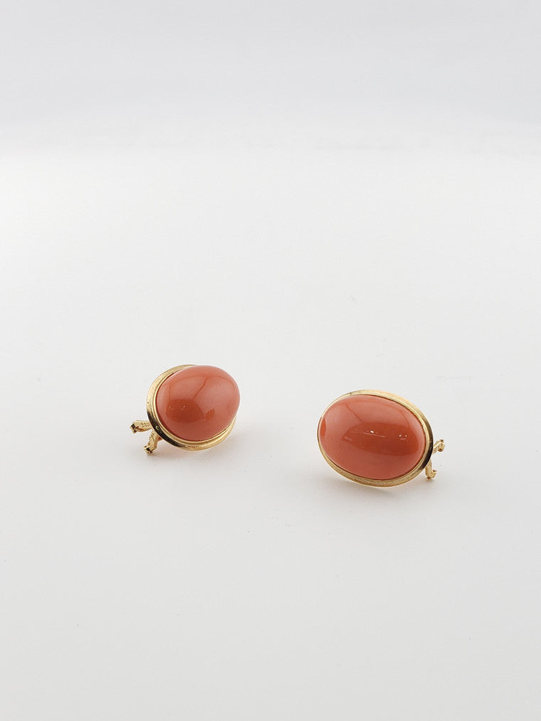 Oval Coral Earrings