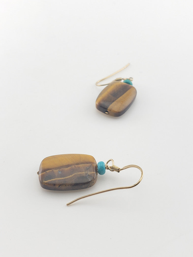 GF Rectangle Tiger Eye Earring
