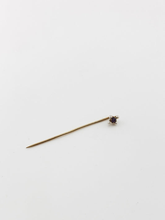 Amethyst and Seed Pearls Stickpin