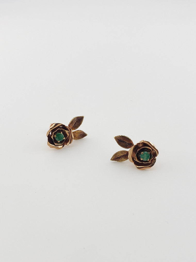 Emerald Flower Studs