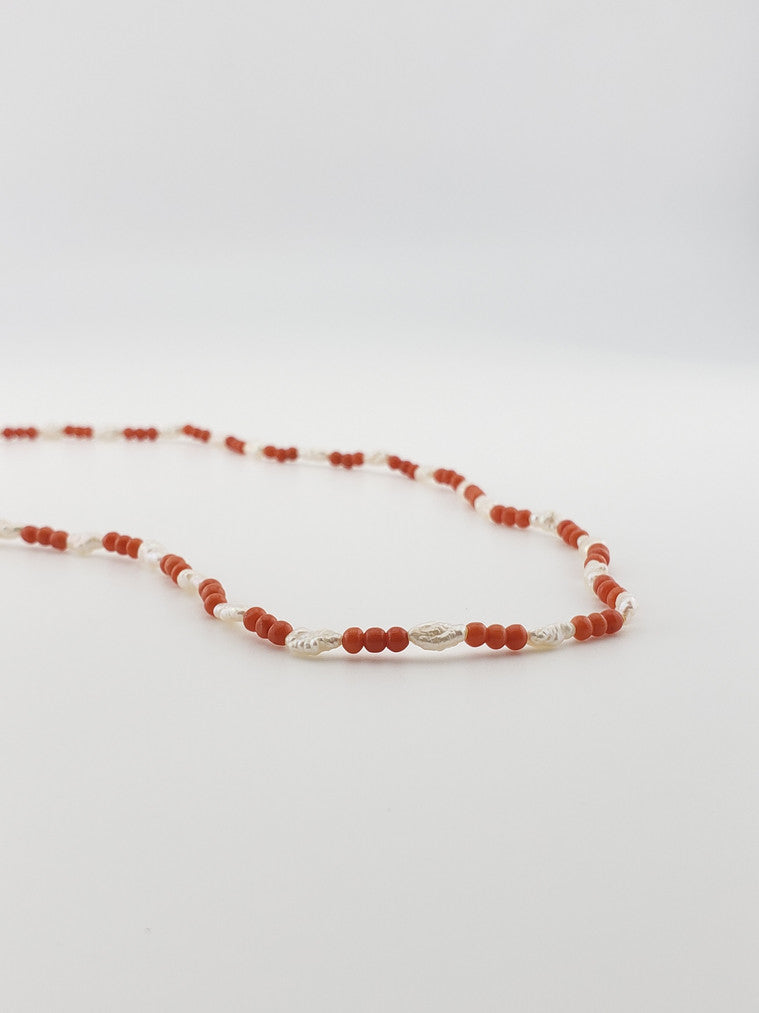 Coral and Pearl Strand 18"