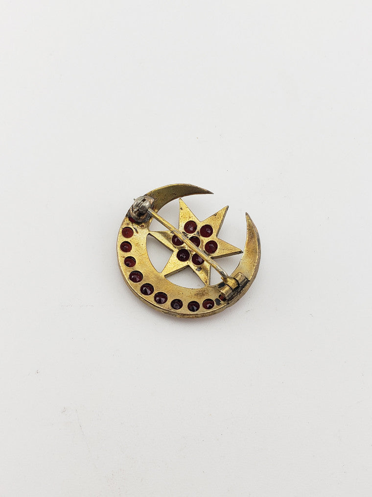 Victorian Cresent Moon+Star Pin