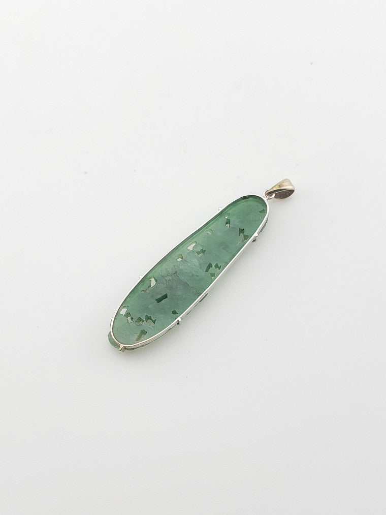 Art Deco Floral Jade Pendant