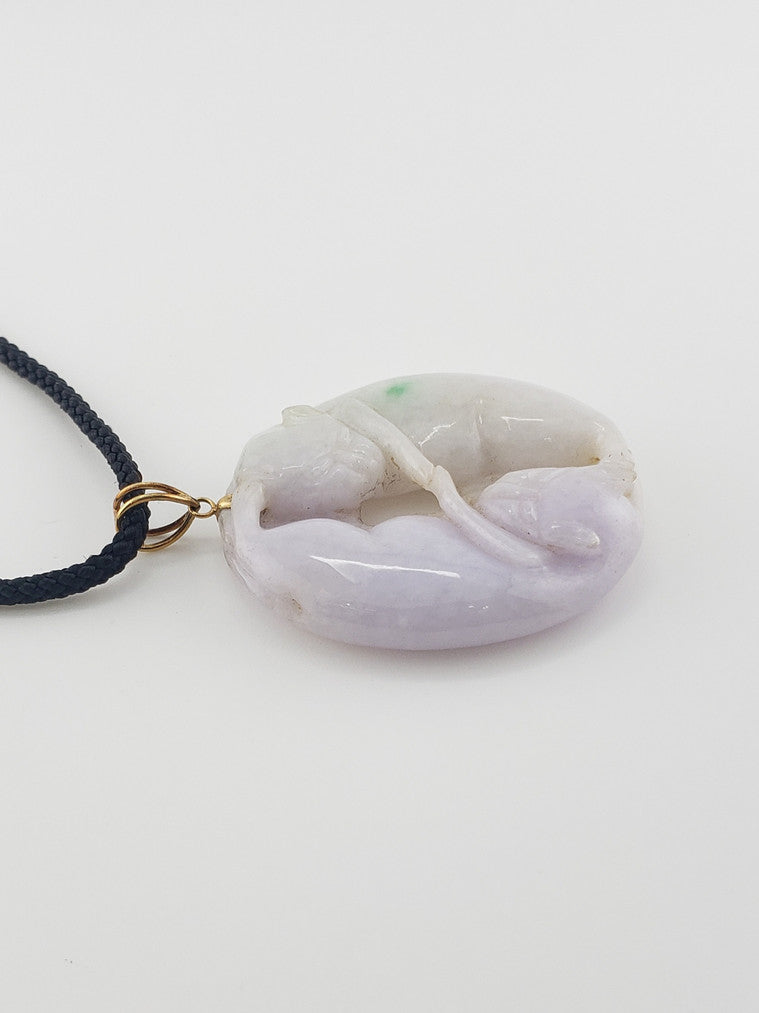 Double Cat Jade Pendant