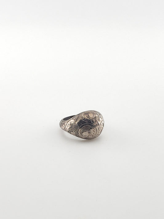 SS Etched Dome Ring