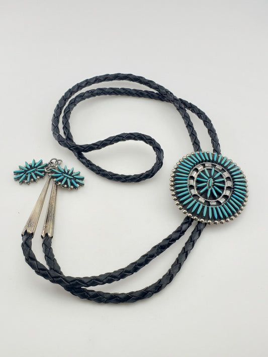 Vintage Navajo Turquoise Bolo Tie