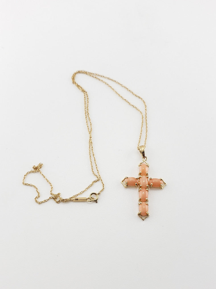 Coral Cross Necklace