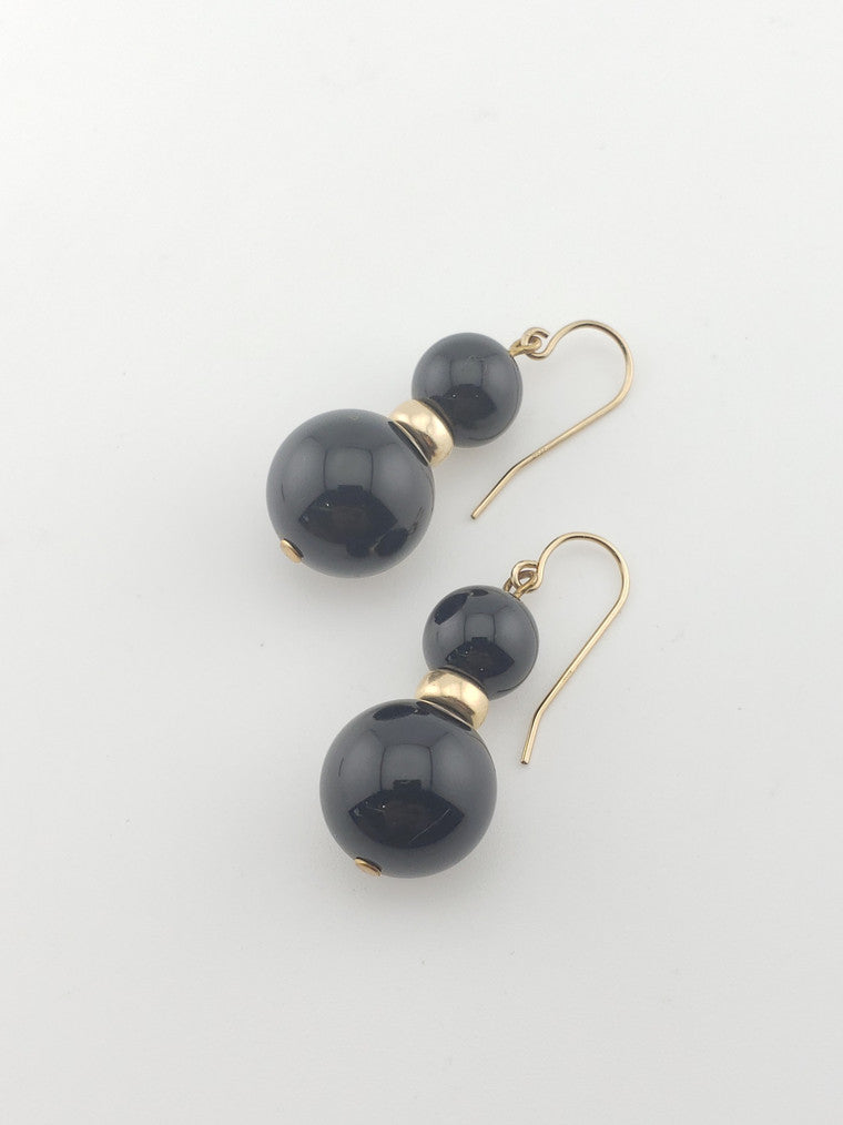 Black Onyx Dangle Ball Earrings