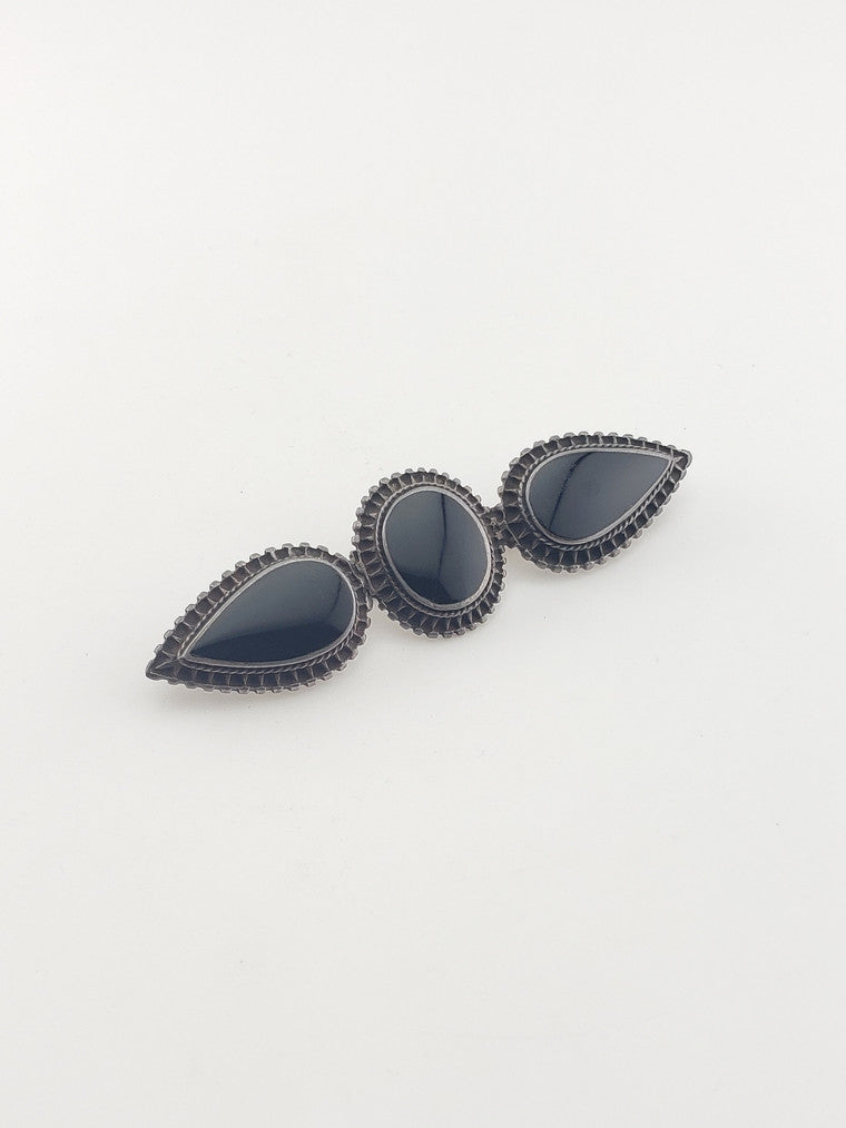 SS Vintage Black Onyx Brooch