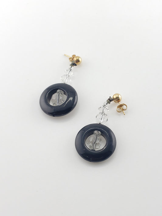 Circle Onyx Earrings