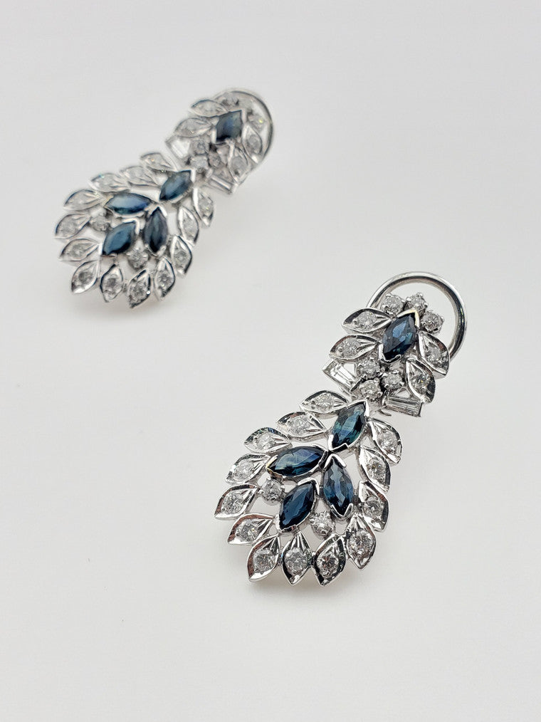 18k Sapphire and Diamond Earrings