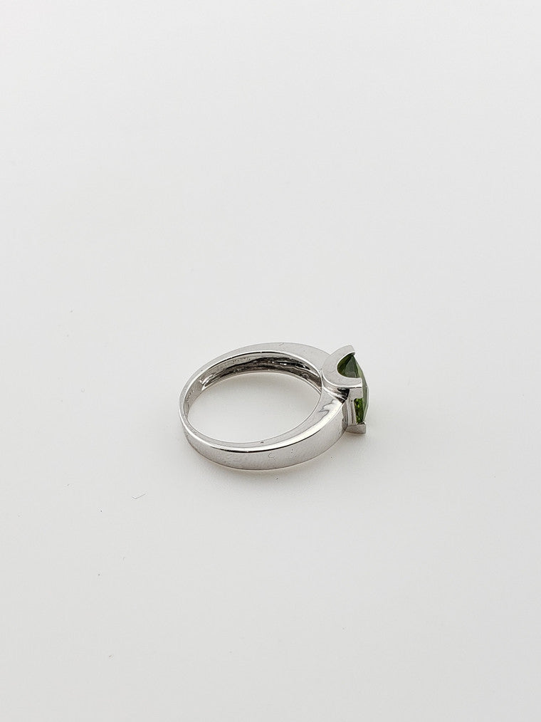Cushion Cut Checkerboard Peridot Ring