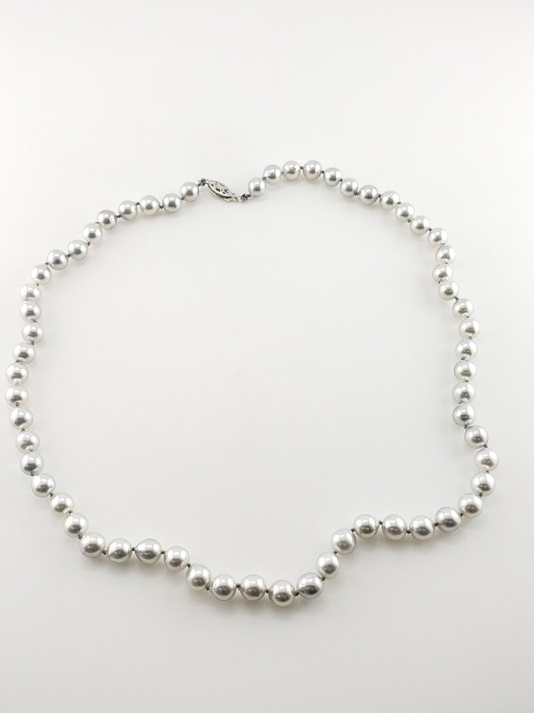 Pearl Strand #13 - Silver Pearls