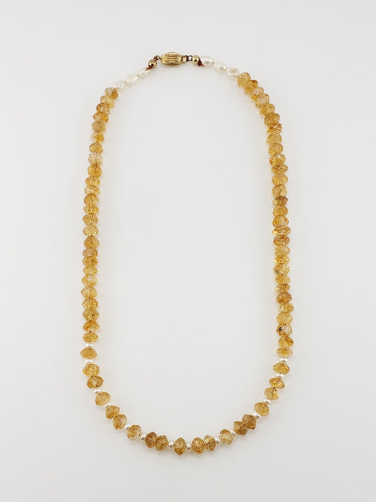 Citrine & Pearl Strand 16"