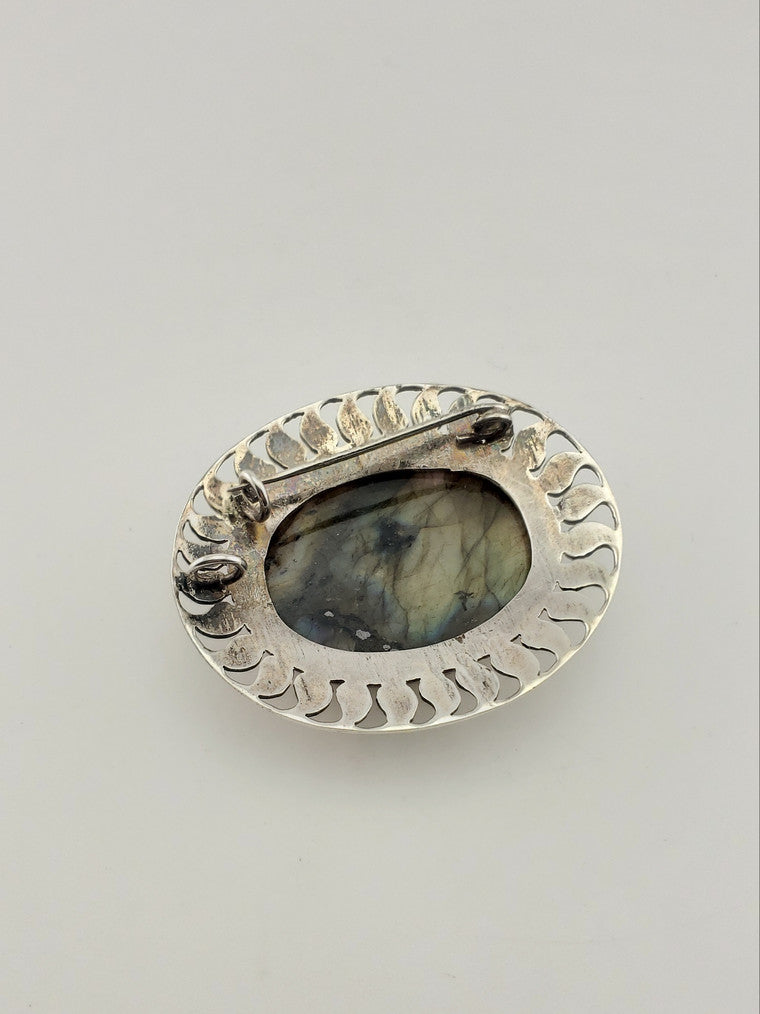 Labradorite Oval Brooch