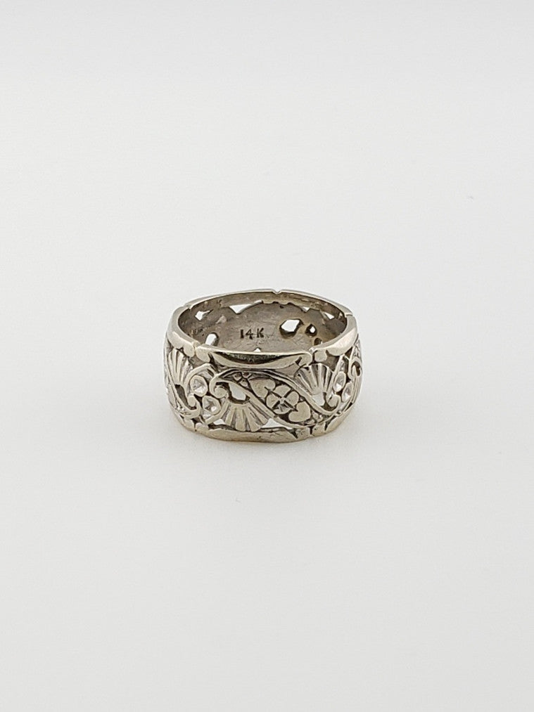 White Gold Filigree Band