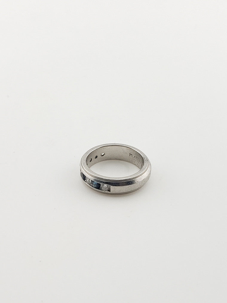 Platinum Diamond and Sapphire Band