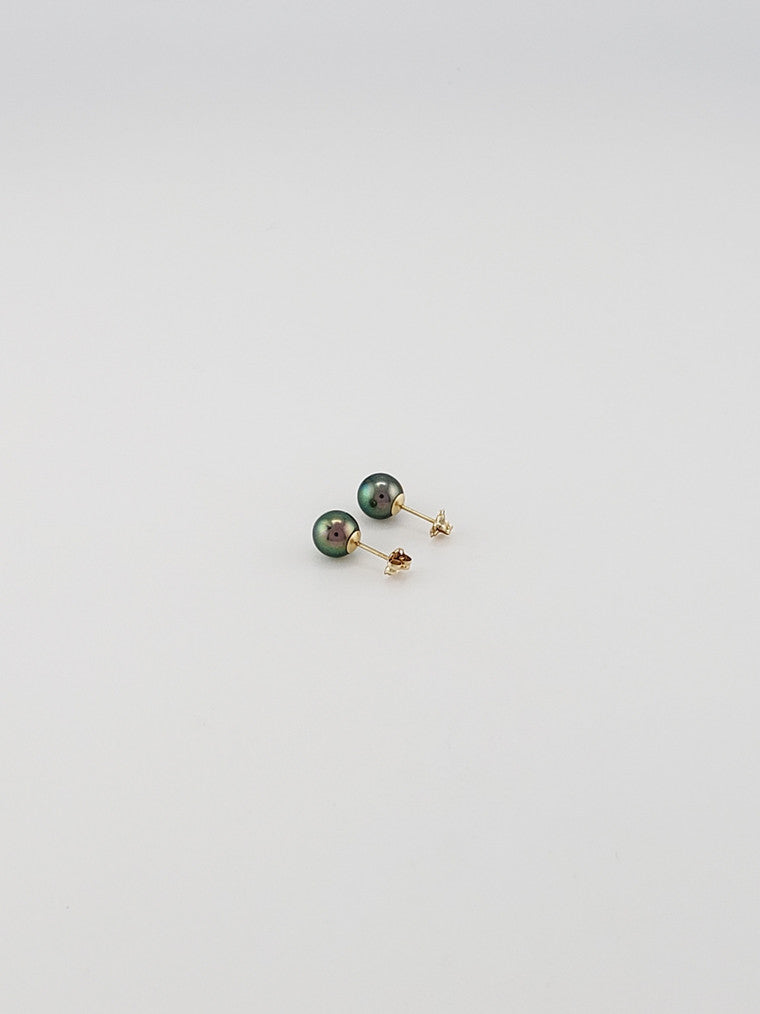 Pearl Studs- Green/Black #5