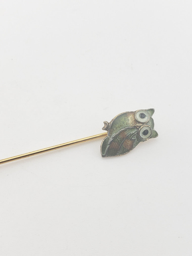 Vintage Vermeil Owl Stick Pin