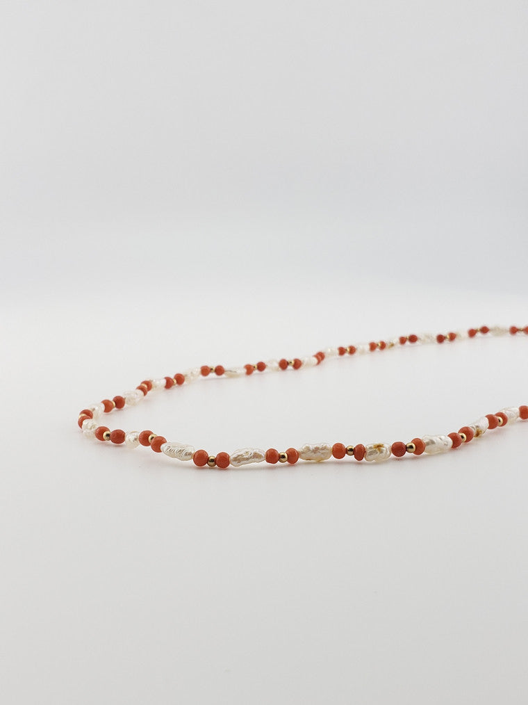 Coral and Pearl Strand 18"