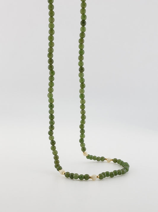 Chinese Jade and Angel Skin Coral Strand