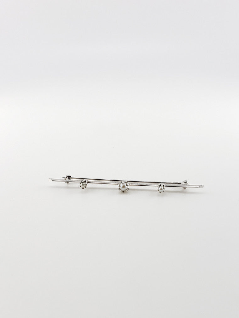 14k Bar Pin With Pearls