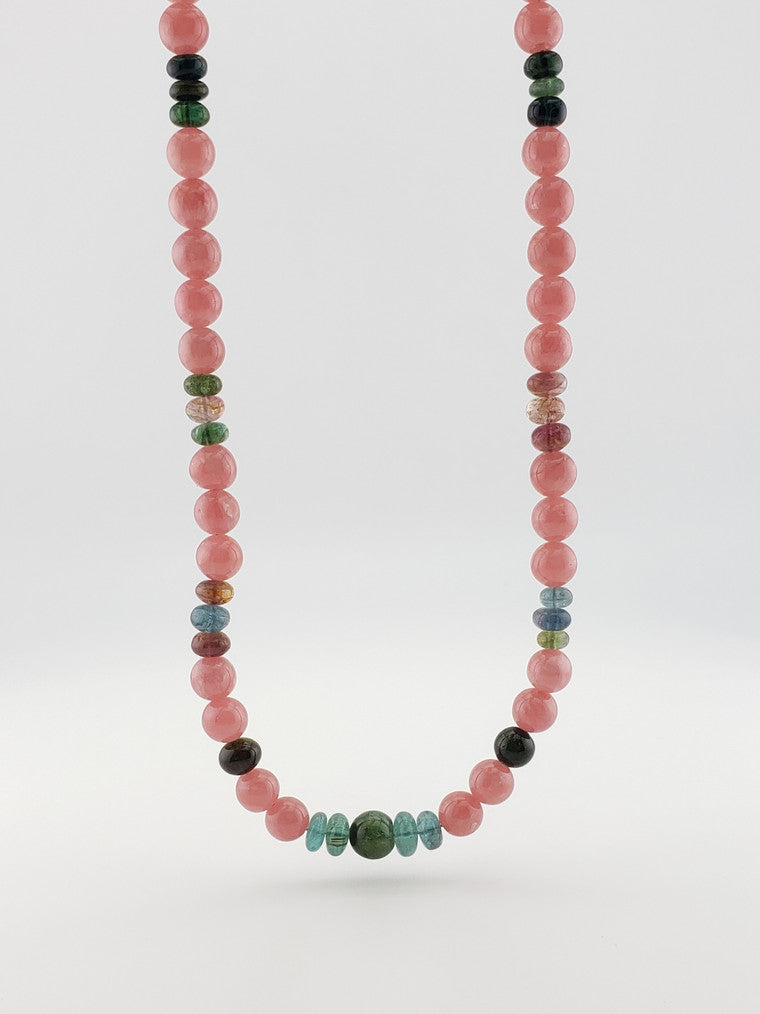 Rhodochrosite & Tourmaline Strand 22"