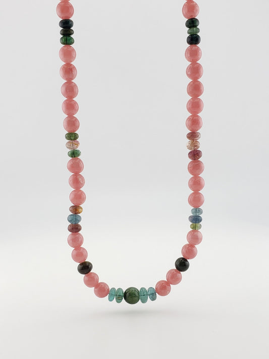 Rhodochrosite & Tourmaline Strand 22"