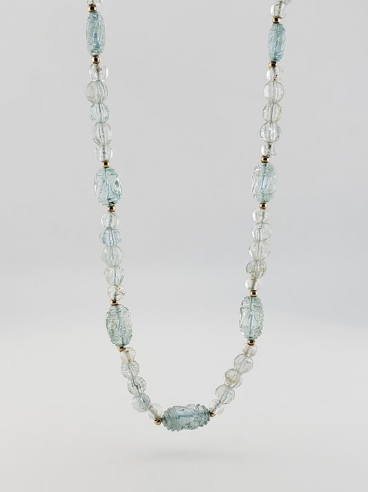 Carved Aquamarine Strand 22"