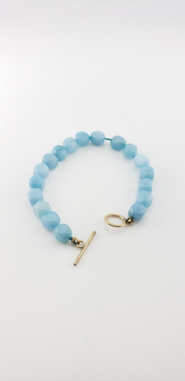 Blue Chalcedony Bead Bracelet