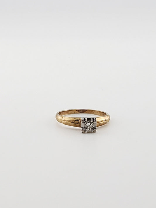 Two-Tone Solitaire Milligrain Ring