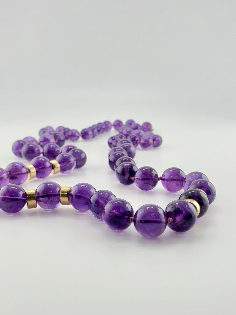 Amethyst Knotted Bead Necklace