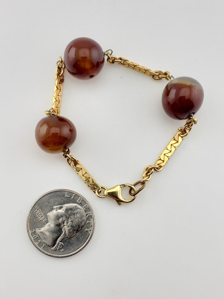 Three-Carnelian Sphere Bracelet