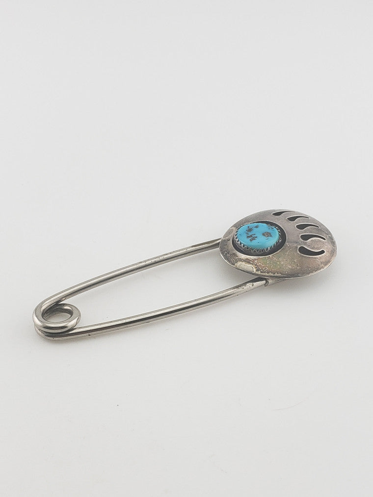 SS Bear Claw Turquoise Large Safety Pin
