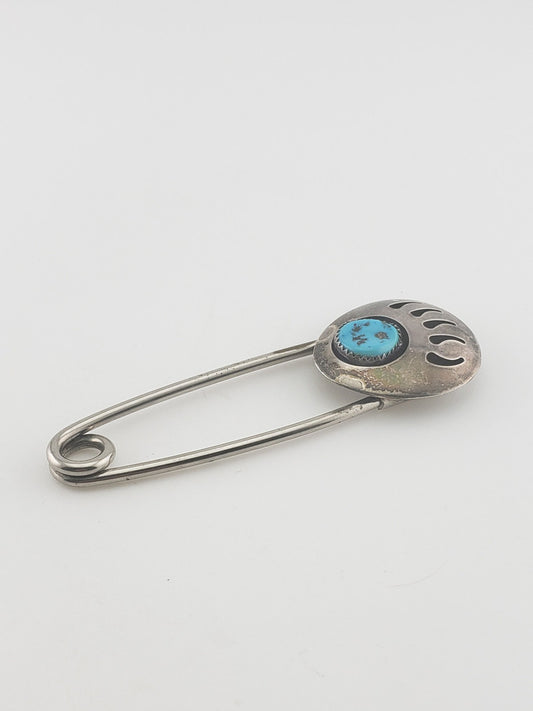 SS Bear Claw Turquoise Large Safety Pin