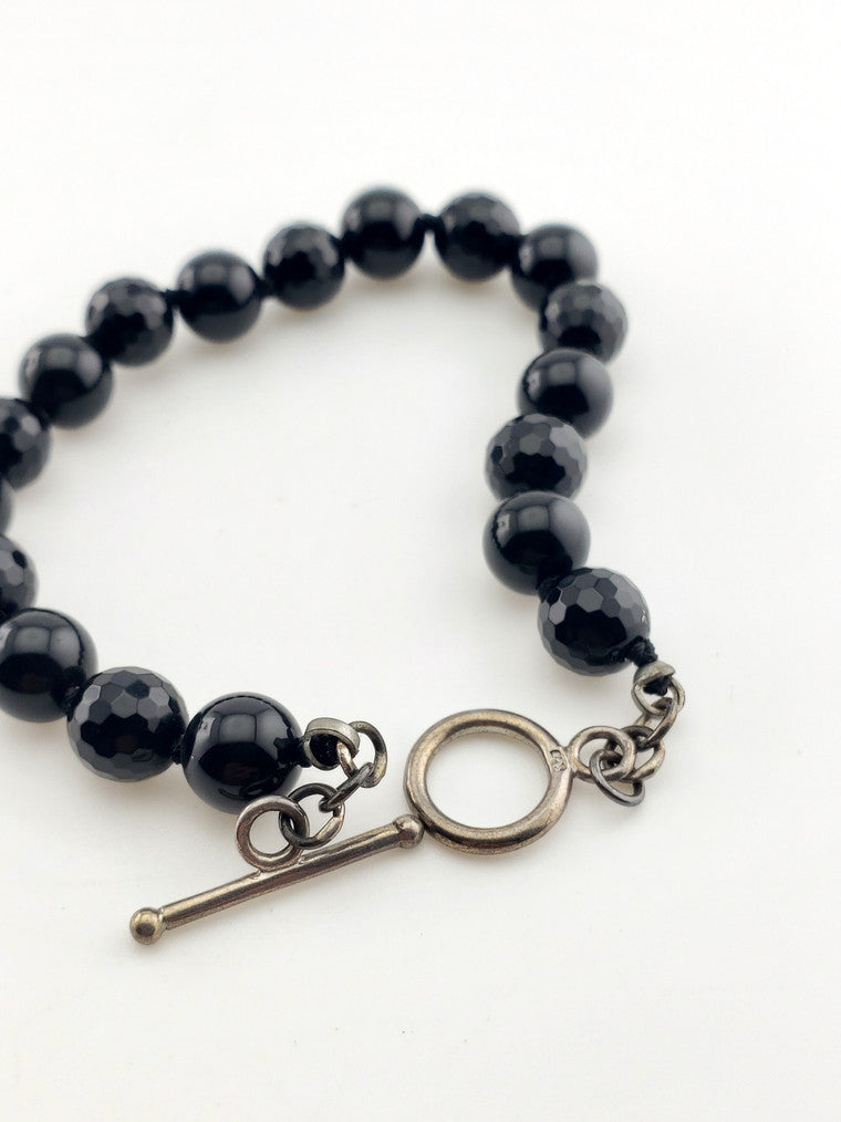 Black Onyx SS Toggle Bracelet
