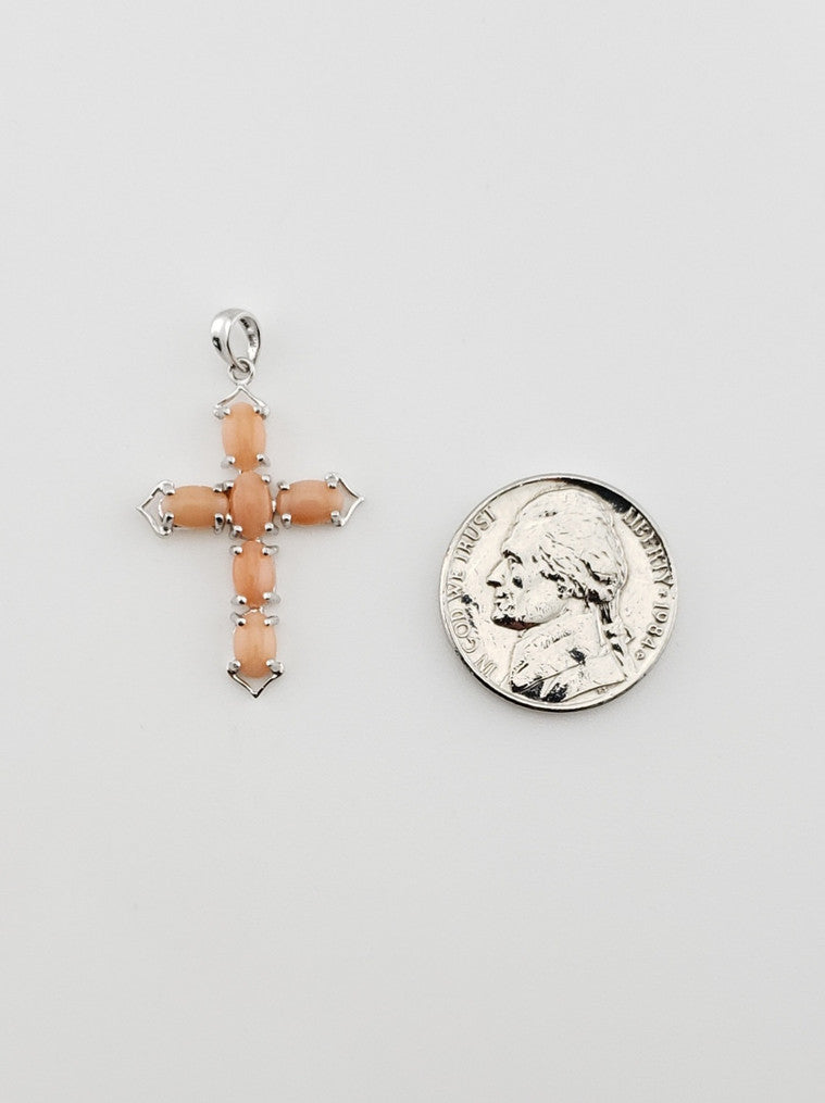 Coral Cross Pendant