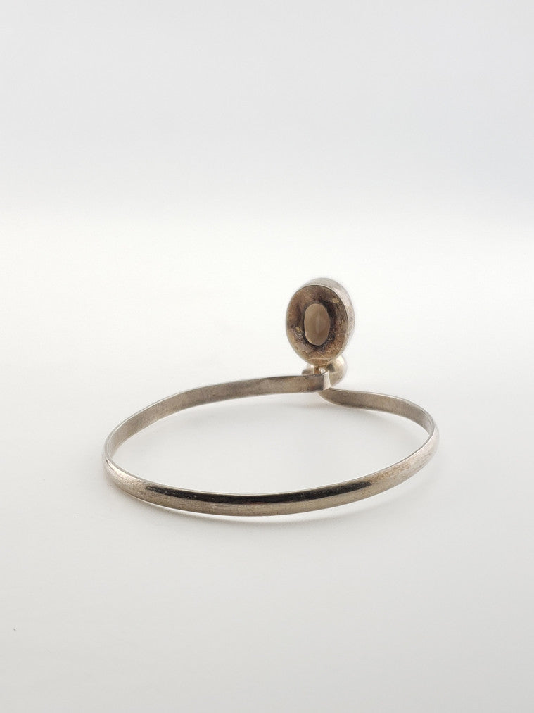 SS Faceted Citrine Bangle
