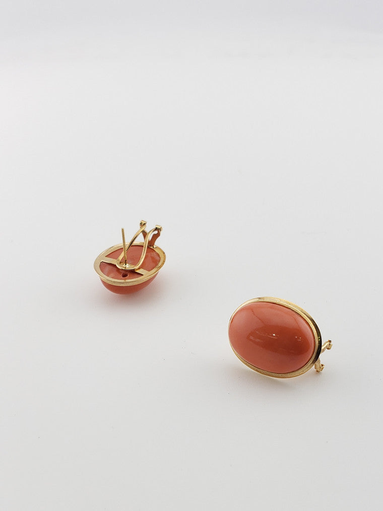 Oval Coral Earrings
